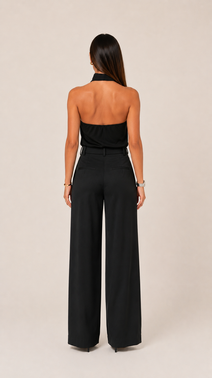 Top Halter Drappeggiato - Nero